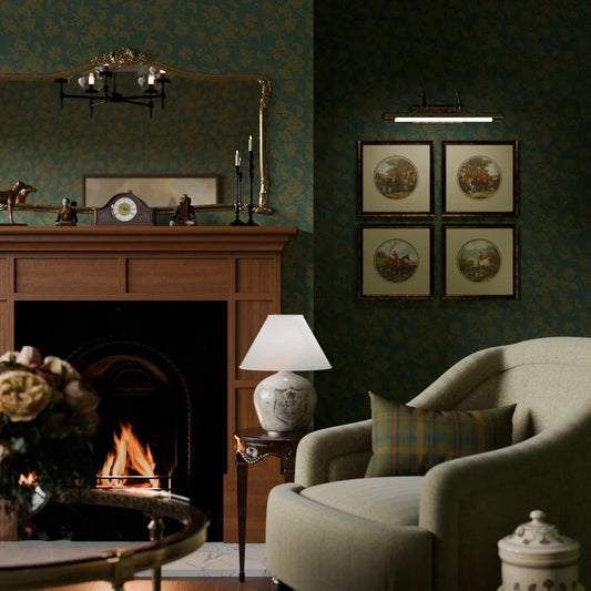 Balmoral Baroque Wallpaper - Gentleman Green and Pine Green - LAN100209