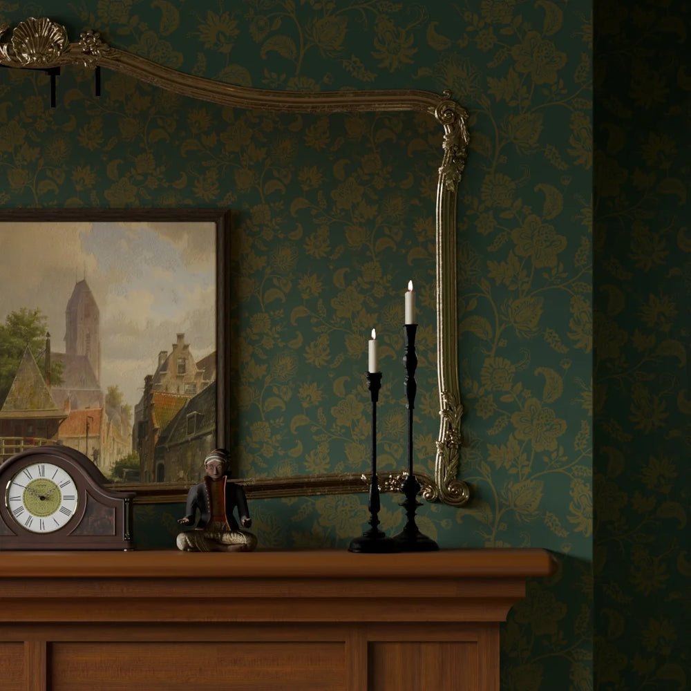 Balmoral Baroque Wallpaper - Gentleman Green and Pine Green - LAN100209