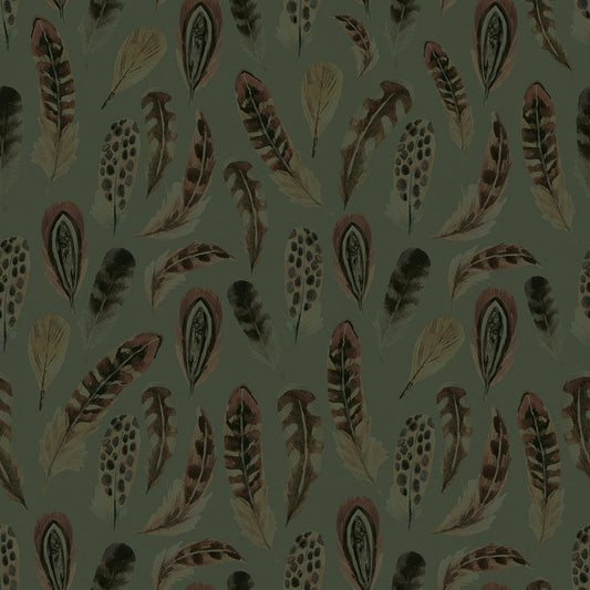 Birds of a Feather Wallpaper - Rural Tones on Seafoam - LAN100215