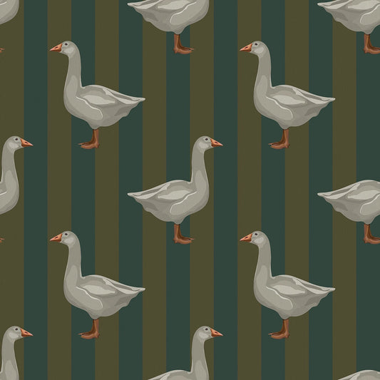 Guard Goose Wallpaper - Gentleman Green and Pine Green - LAN100234