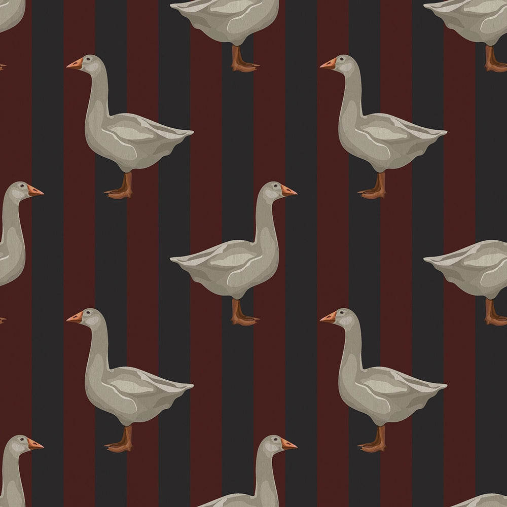 Guard Goose Wallpaper - Garnet and Oxford Blue - LAN100235