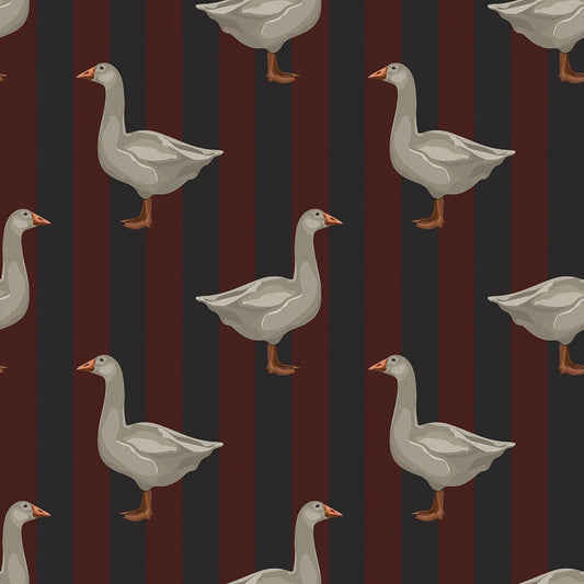 Guard Goose Wallpaper - Garnet and Oxford Blue - LAN100235