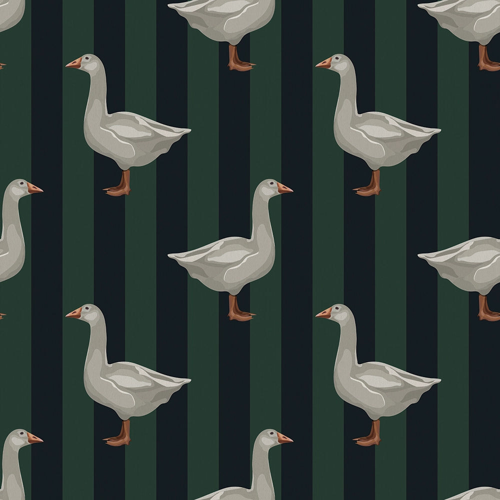 Guard Goose Wallpaper - Oxford Blue and Pine Green - LAN100236
