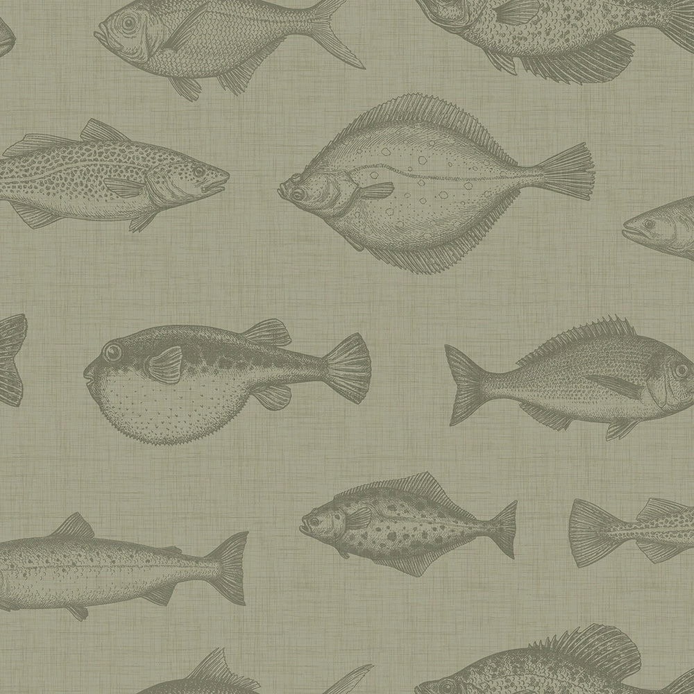 Gone Fishing Wallpaper - Warm Grey - LAN100243
