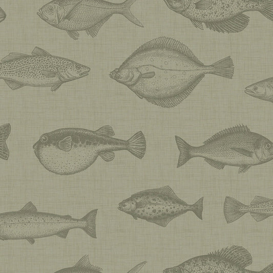 Gone Fishing Wallpaper - Warm Grey - LAN100243
