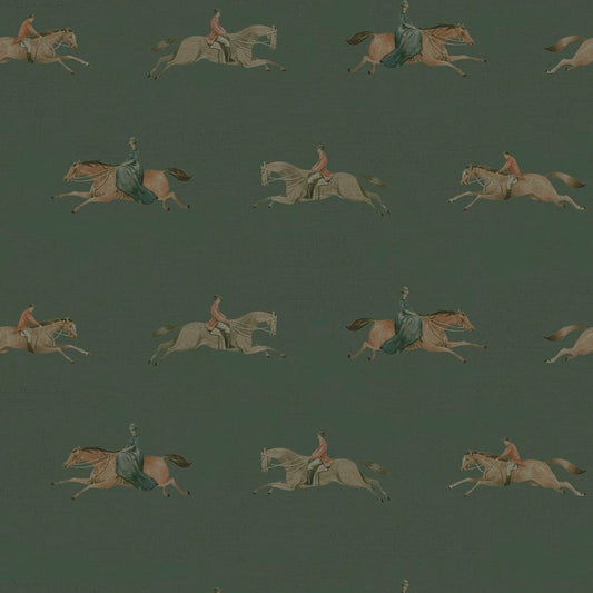 At The Races Wallpaper - Pine Green - LAN100247