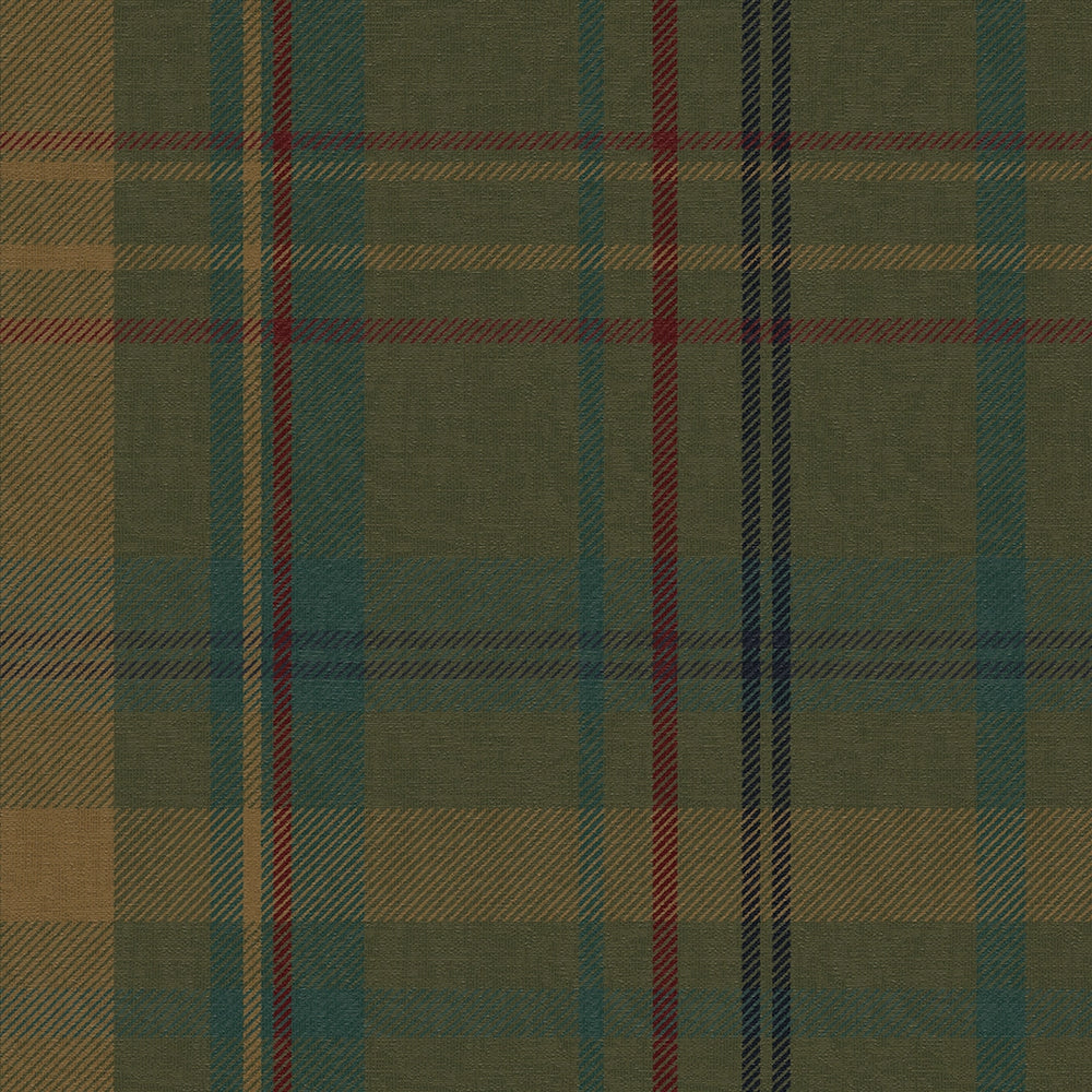 Heritage Tartan Wallpaper - Gentleman Green and Mustard - LAN100261
