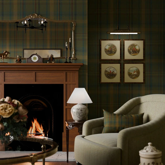 Heritage Tartan Wallpaper - Gentleman Green and Mustard - LAN100261
