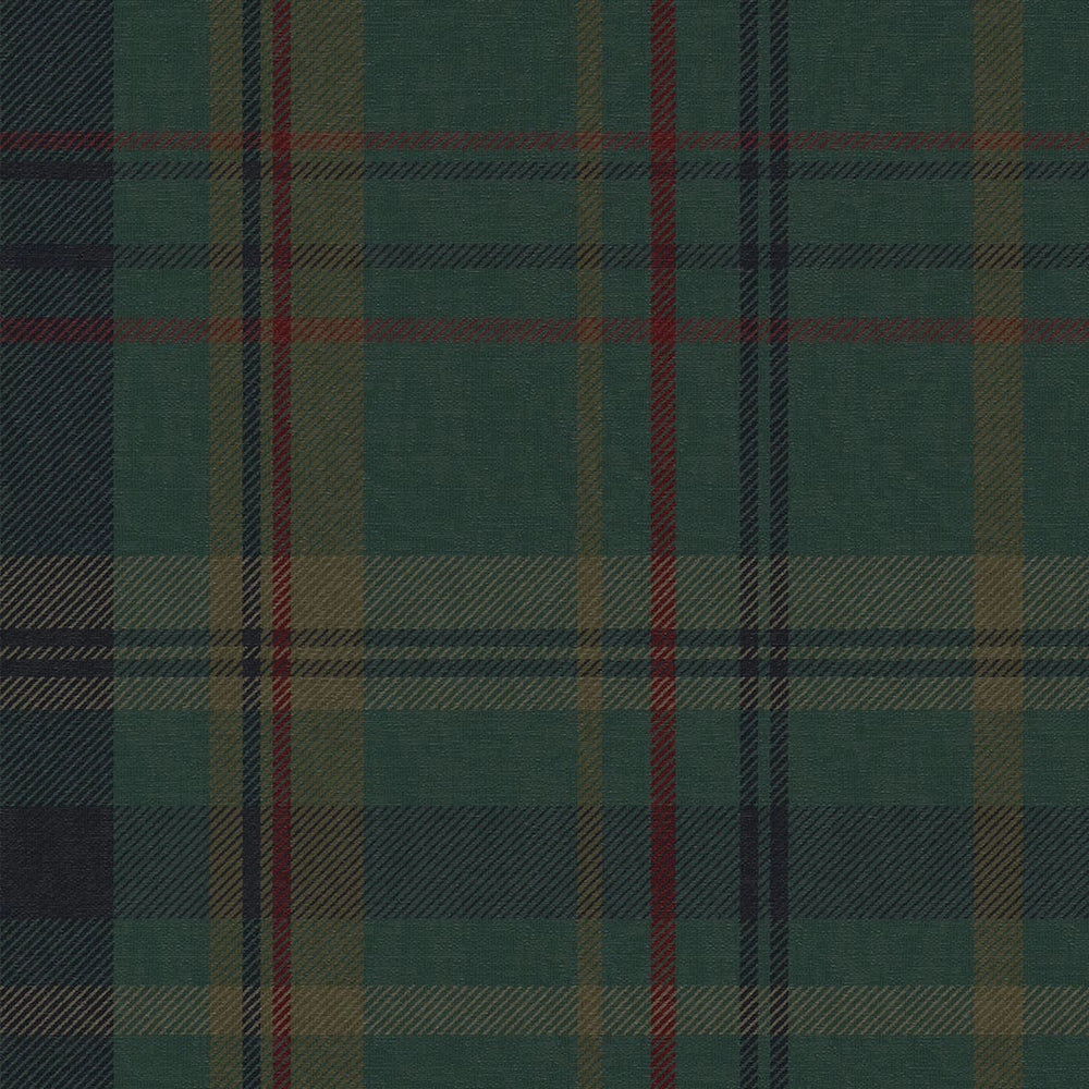 Heritage Tartan Wallpaper - Pine Green and Oxford Blue - LAN100262