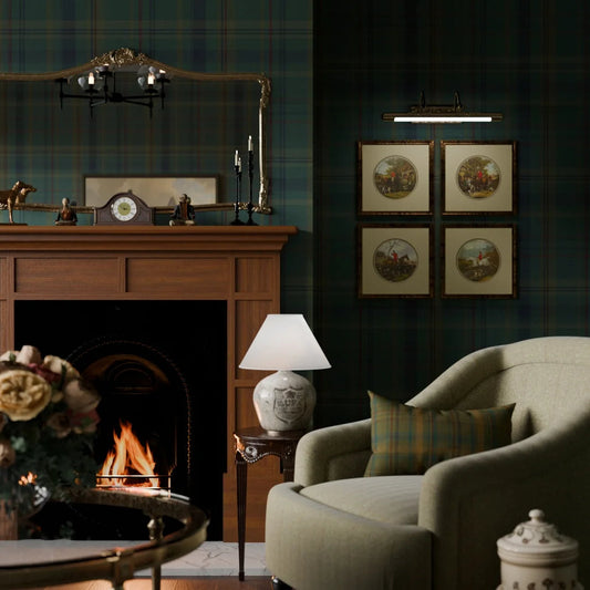 Heritage Tartan Wallpaper - Pine Green and Oxford Blue - LAN100262