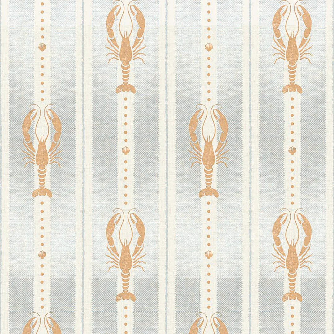 Jersey Lobster Wallpaper - Peach and Mineral Mist - LAN100264
