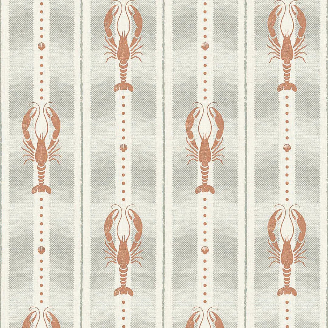 Jersey Lobster Wallpaper - Autumn Spice and Rustic Green - LAN100265