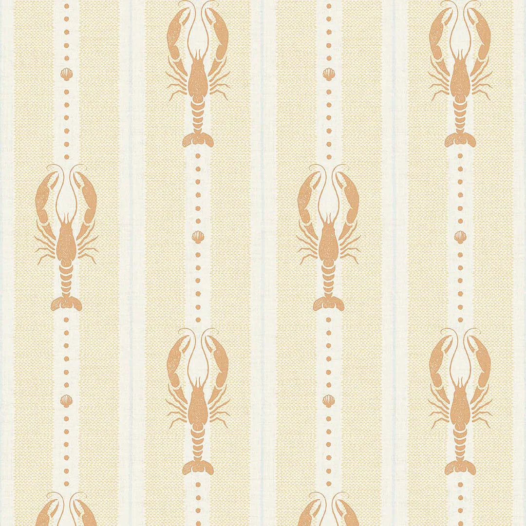Jersey Lobster Wallpaper - Peach and Soft Ochre - LAN100266