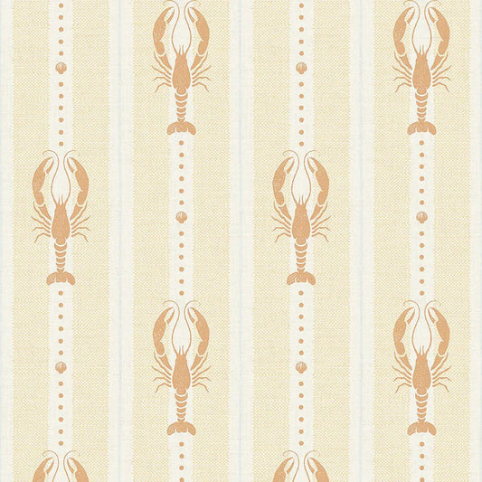 Jersey Lobster Wallpaper - Peach and Soft Ochre - LAN100266