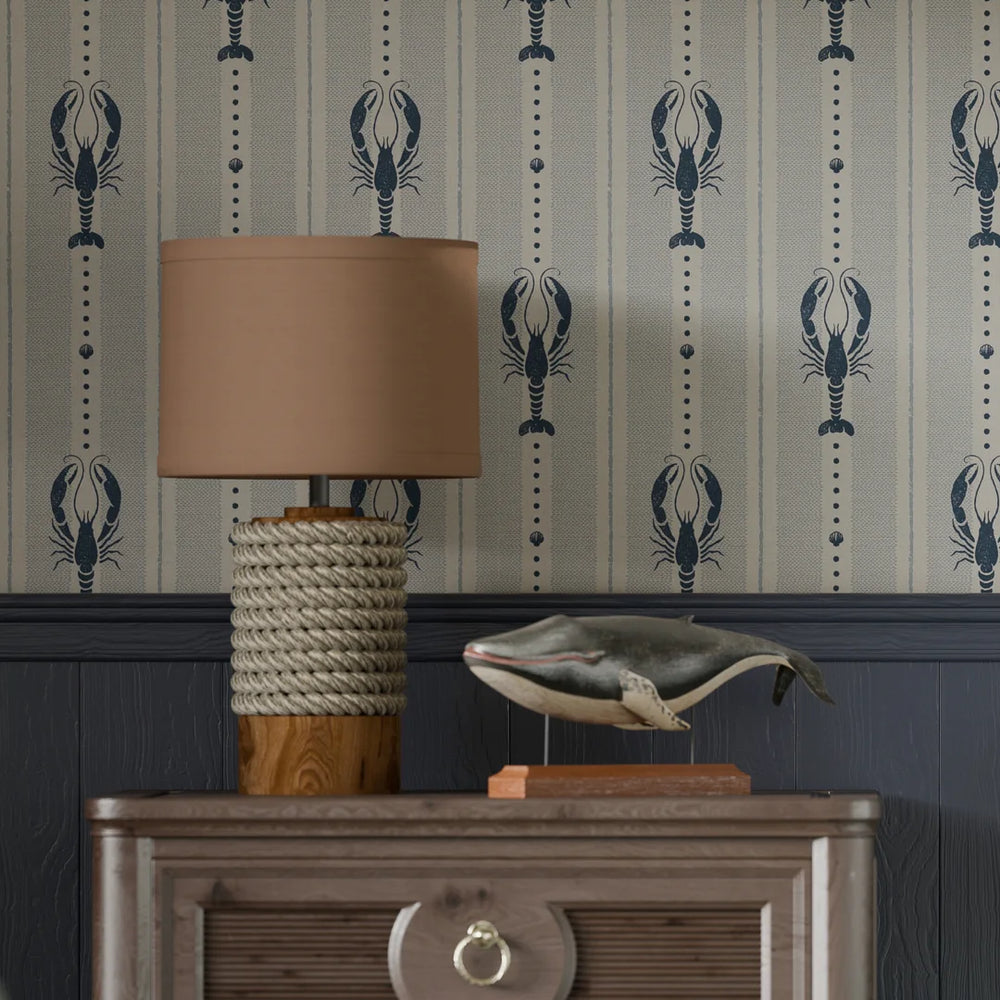 Jersey Lobster Wallpaper - Classic Navy - LAN100267