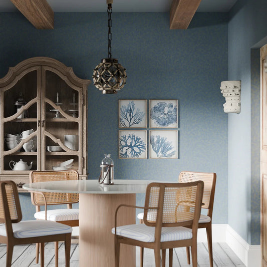 Coral Cove Wallpaper - Cornflower Blue and Rustic Green - LAN100283