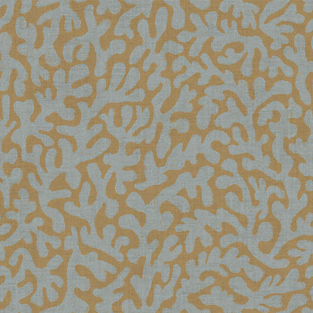 Coral Cove Wallpaper - Cornflower Blue and Rich Ochre - LAN100284