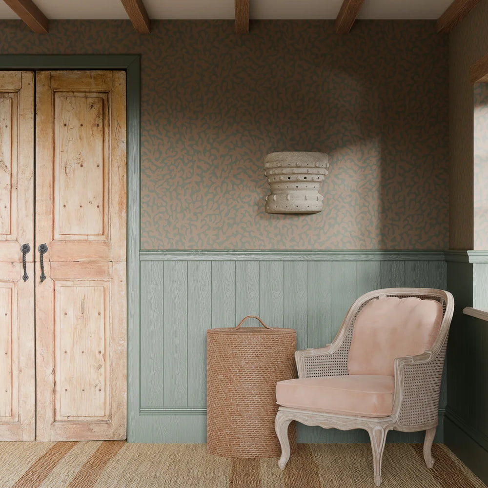 Coral Cove Wallpaper - Autumn Spice and Rustic Green - LAN100285