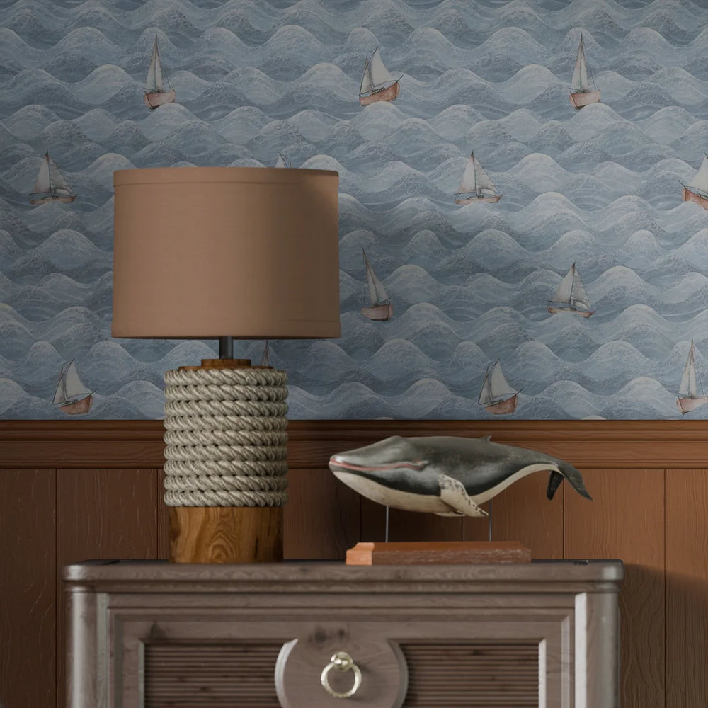 High Tide Wallpaper - Cornflower Blue - LAN100297