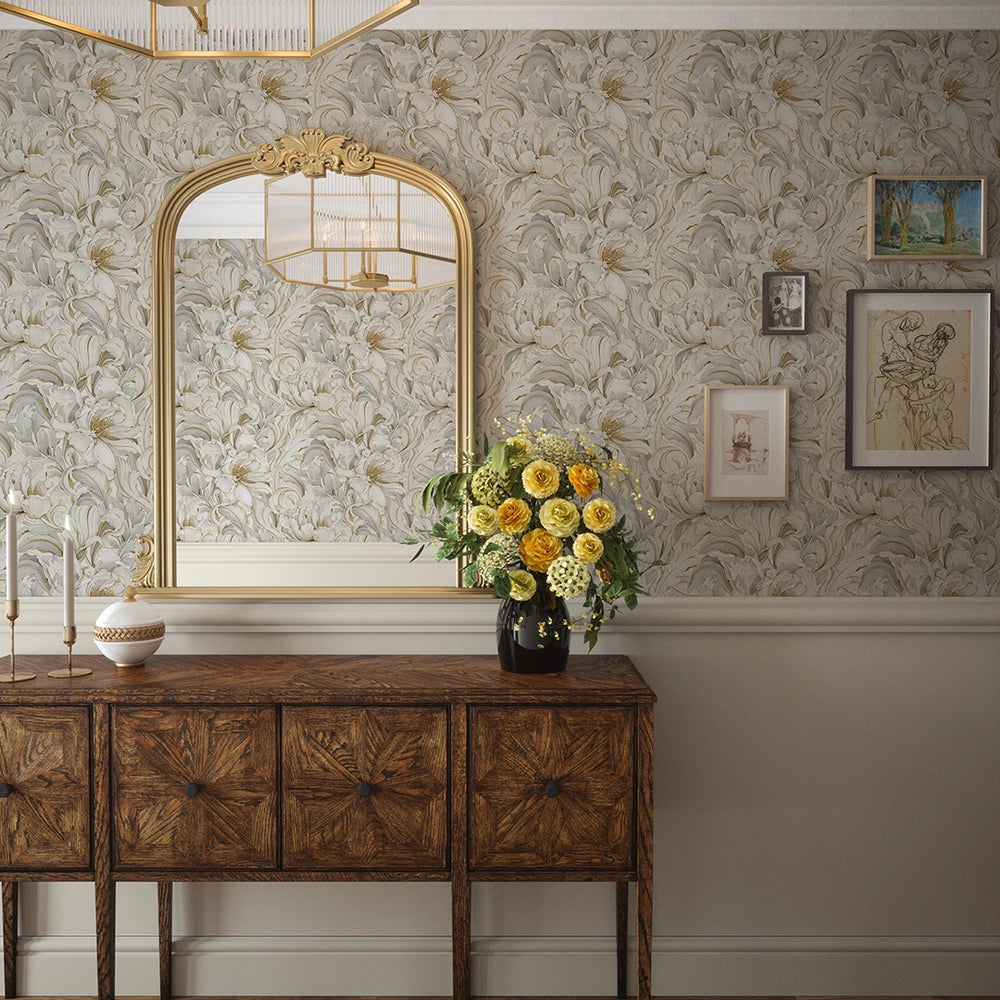 Lily of the Manor Wallpaper - Vintage Cream - LAN100333