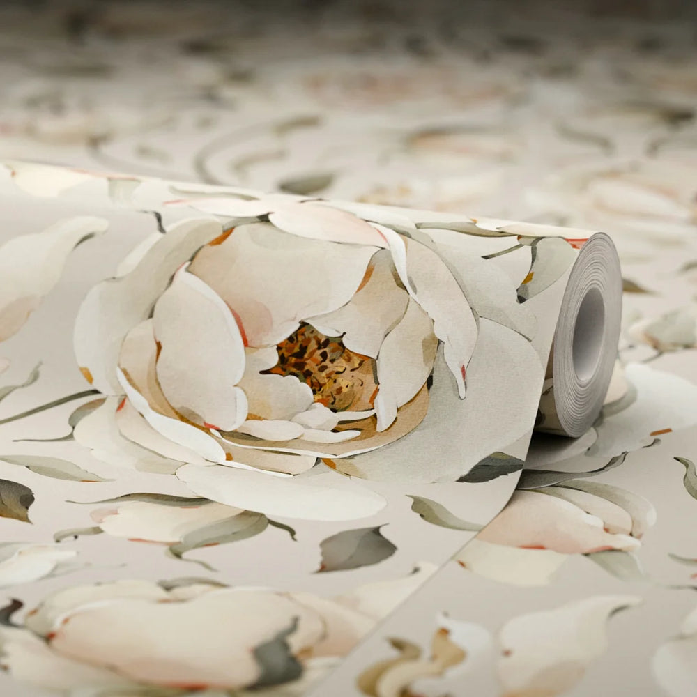 Enchanted Roses Wallpaper - Blush on Castle Stone - LAN100342