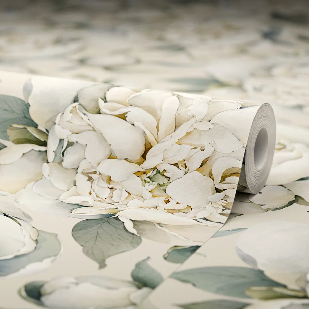 English Garden Peonies Wallpaper - Castle Stone - LAN100359