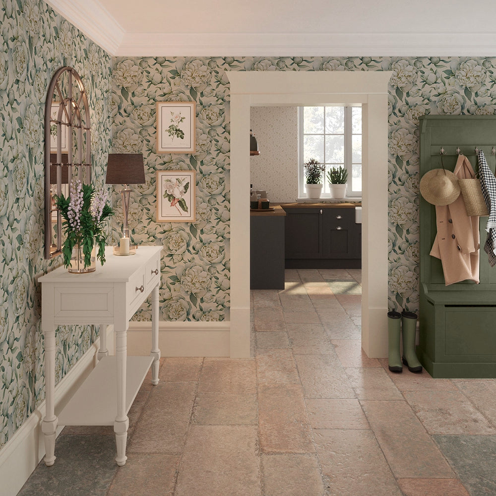 English Garden Peonies Wallpaper - Vintage Cream - LAN100360