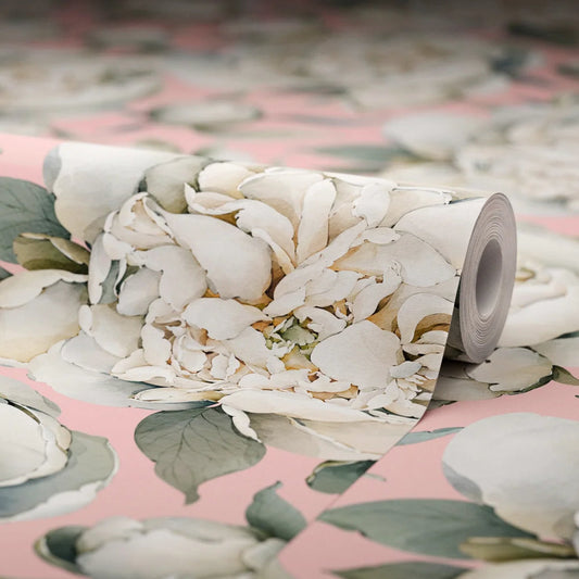 English Garden Peonies Wallpaper - Dusty Pink - LAN100363
