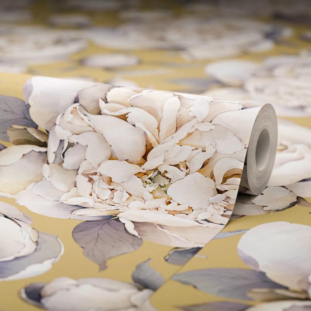 English Garden Peonies Wallpaper - Antique Gold - LAN100367