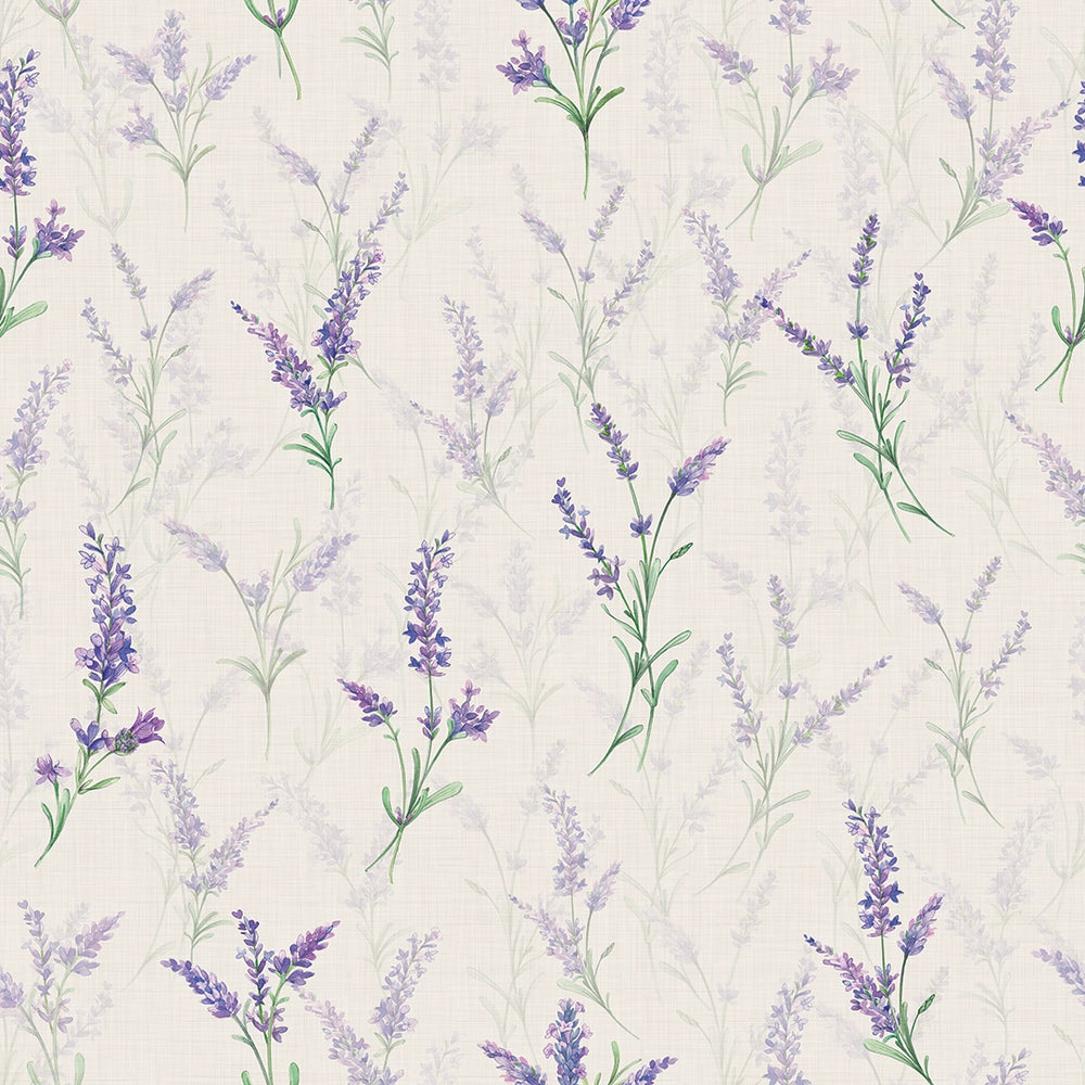 Lavender Meadow Wallpaper - Vintage Cream - LAN100380