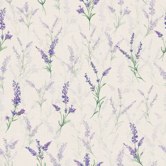 Lavender Meadow Wallpaper - Vintage Cream - LAN100380