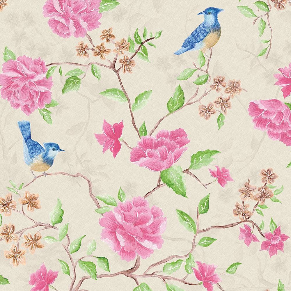 Blossoming Birdsong Wallpaper - Vintage Cream - LAN100388