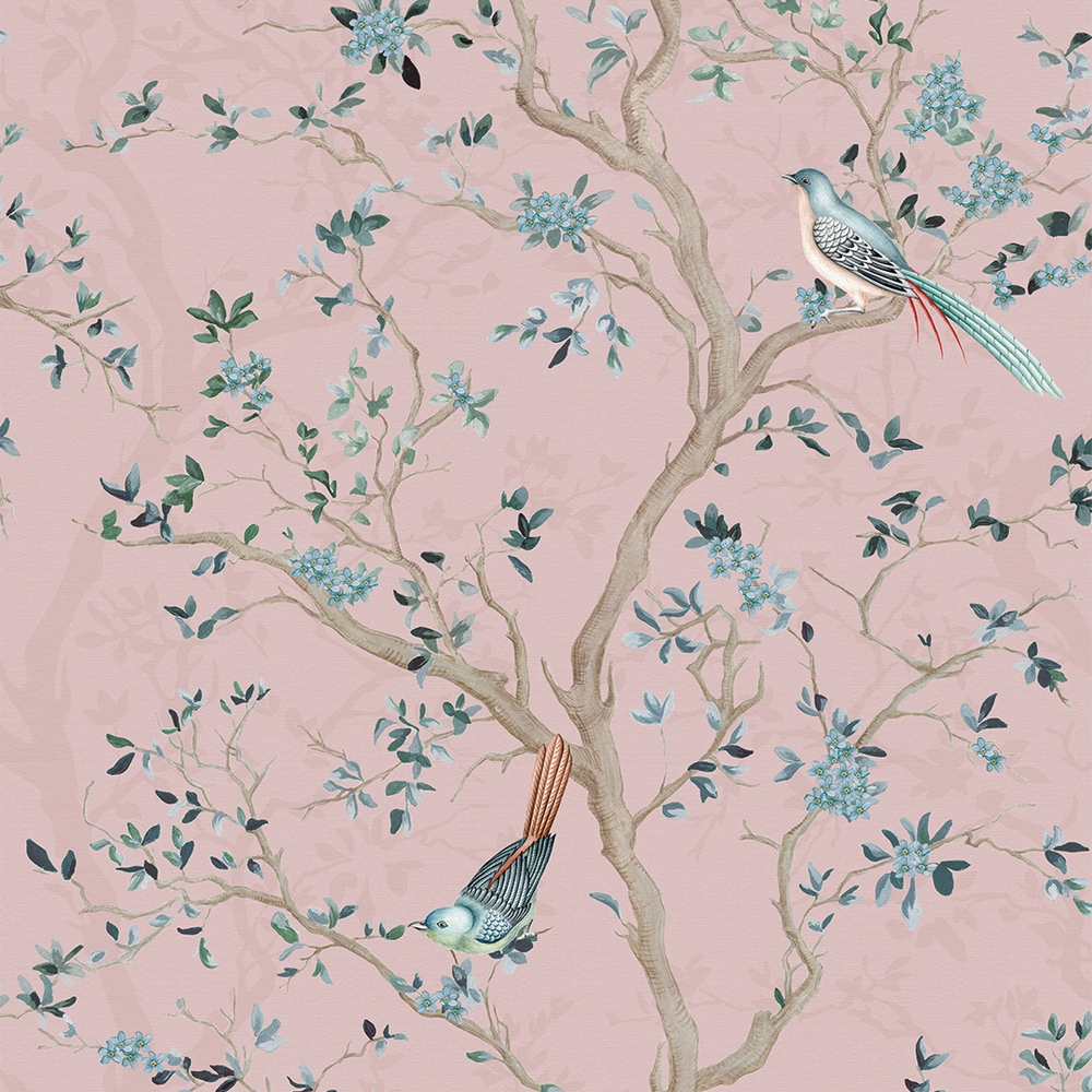 Branches and Birdsong Wallpaper - Rose - LAN100405