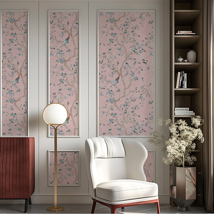 Branches and Birdsong Wallpaper - Rose - LAN100405