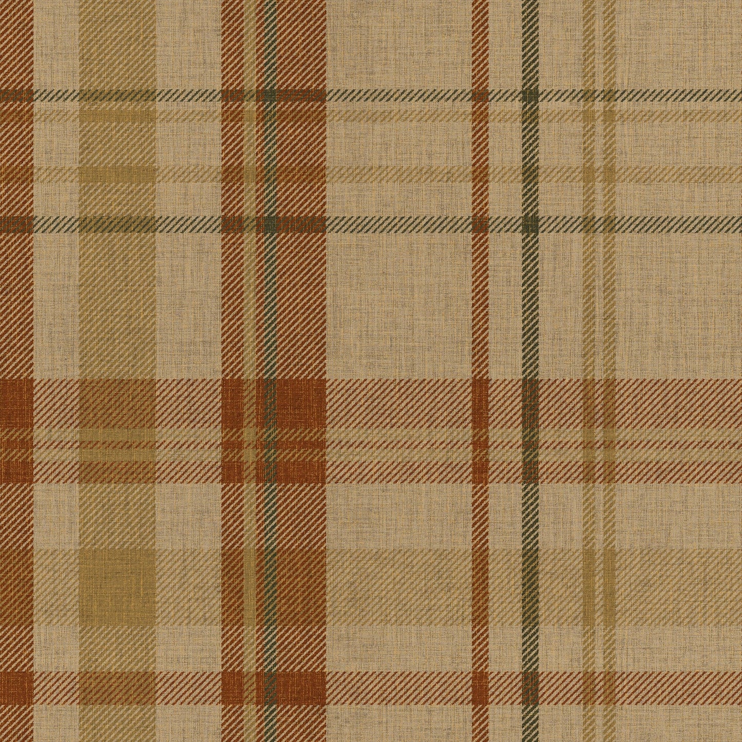 Royal Tartan Wallpaper - Caramel, Hazelnut and Green - LAN100452