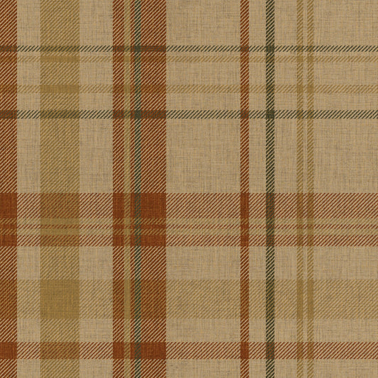 Royal Tartan Wallpaper - Caramel, Hazelnut and Green - LAN100452
