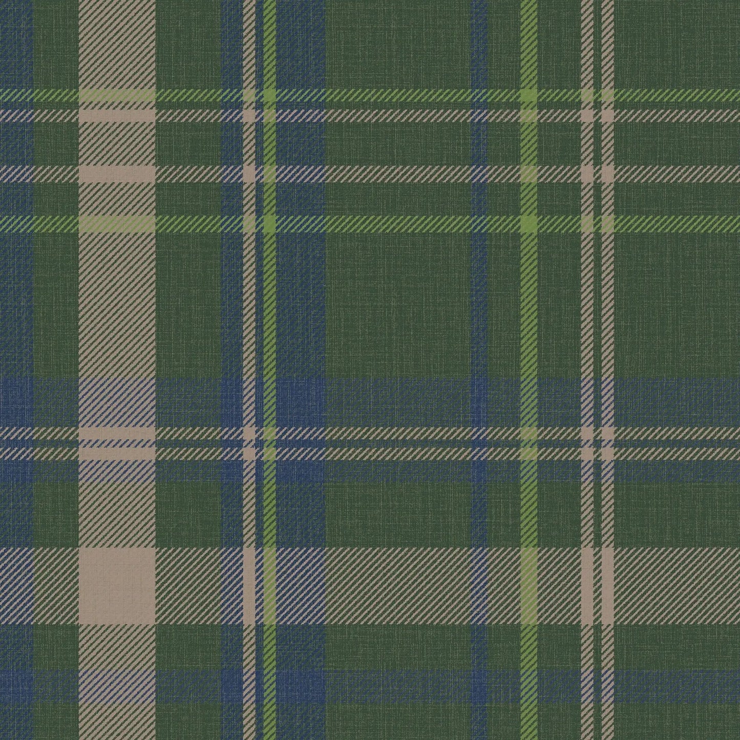 Royal Tartan Wallpaper - Green, Navy and Lime - LAN100453