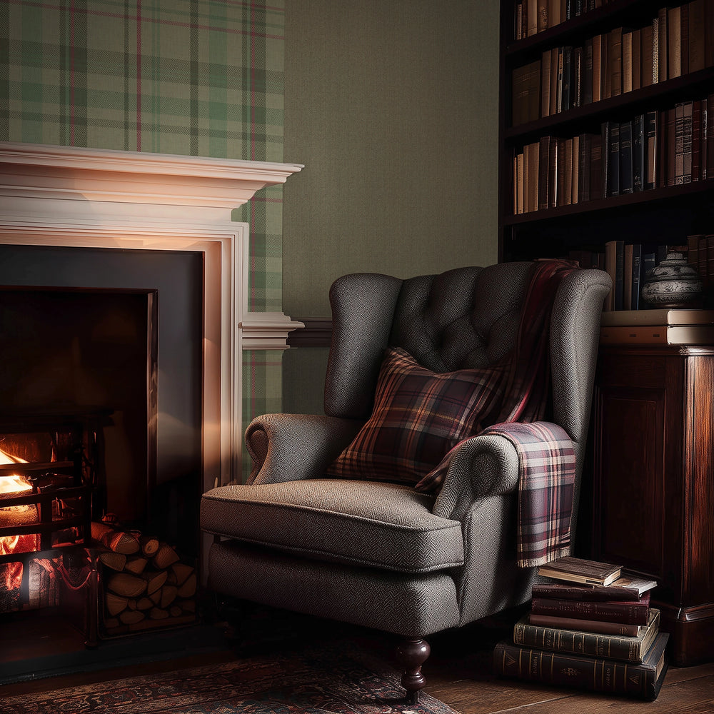 Royal Tartan Wallpaper - Mint, Green and Berry - LAN100454
