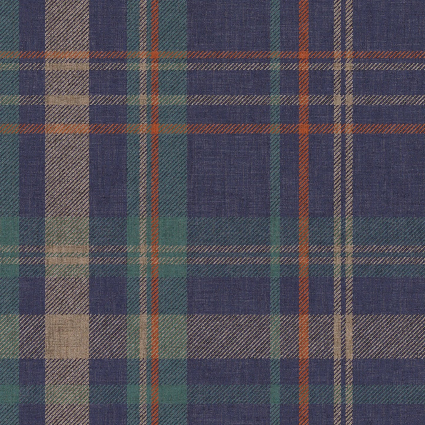 Royal Tartan Wallpaper - Navy, Teal and Rust - LAN100455