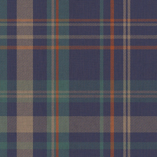 Royal Tartan Wallpaper - Navy, Teal and Rust - LAN100455