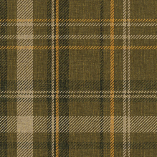 Royal Tartan Wallpaper - Rich Olive, Ochre and Mustard - LAN100457