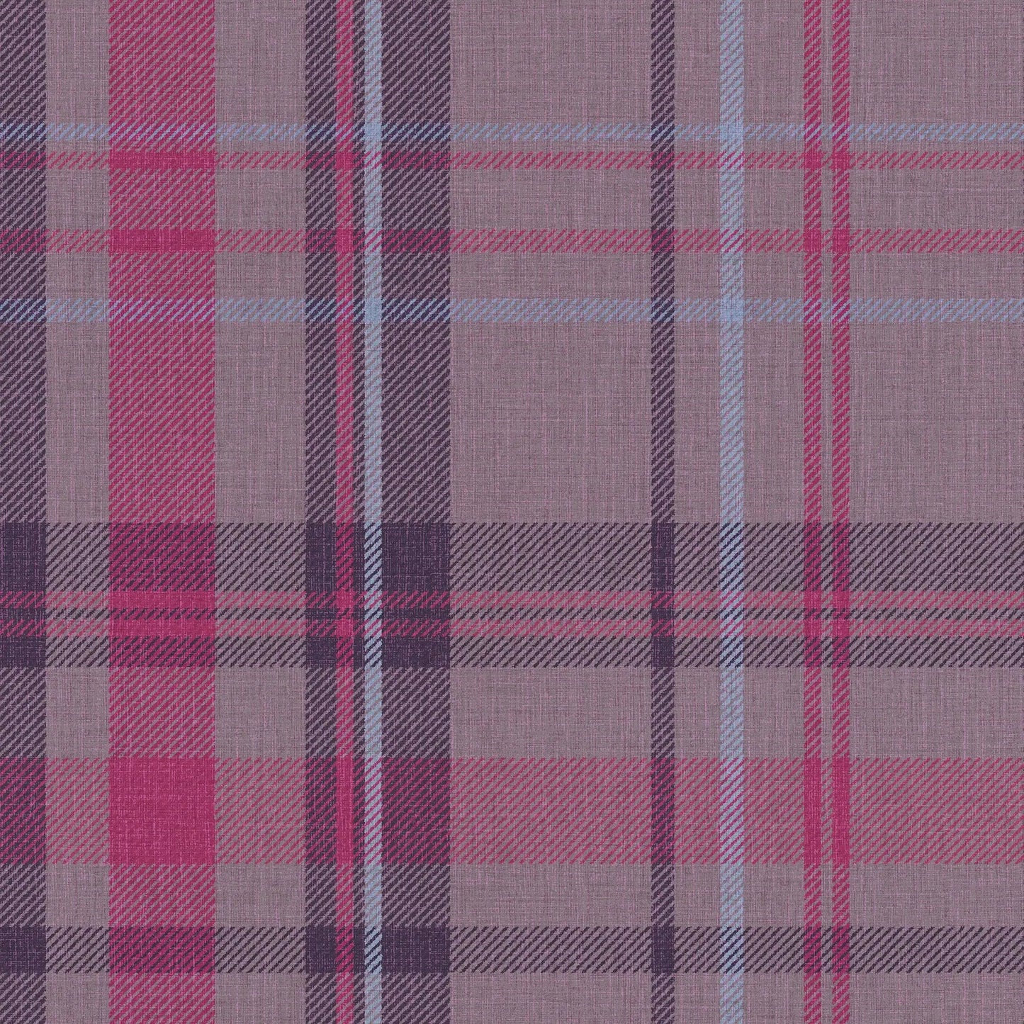 Royal Tartan Wallpaper - Heather, Rich Plum and Sky Blue - LAN100458