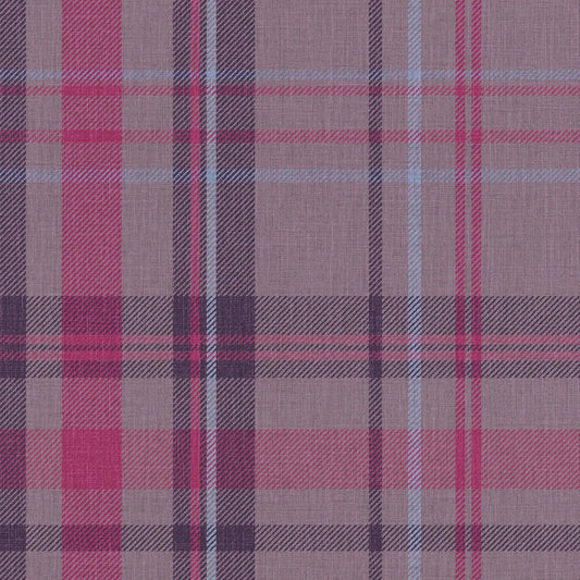Royal Tartan Wallpaper - Heather, Rich Plum and Sky Blue - LAN100458