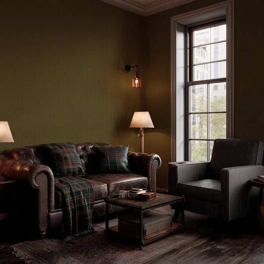 Royal Herringbone Wallpaper - Olive - LAN100484