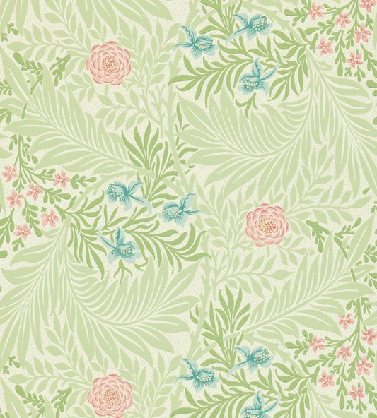 Larkspur Wallpaper - Green/Coral - 212558 - Morris & Co