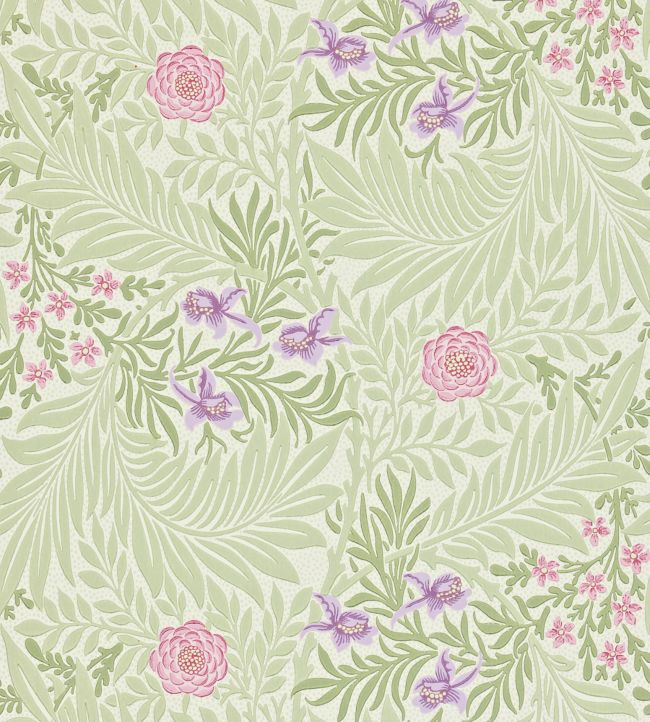 Larkspur Wallpaper - Olive/Lilac - 212555 - Morris & Co