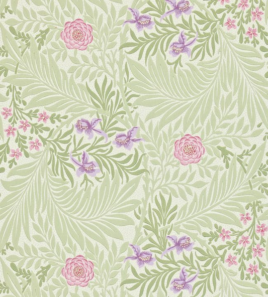 Larkspur Wallpaper - Olive/Lilac - 212555 - Morris & Co