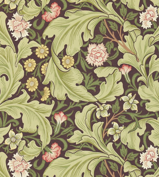 Leicester Wallpaper - Chocolate/Olive - 212542 - Morris & Co