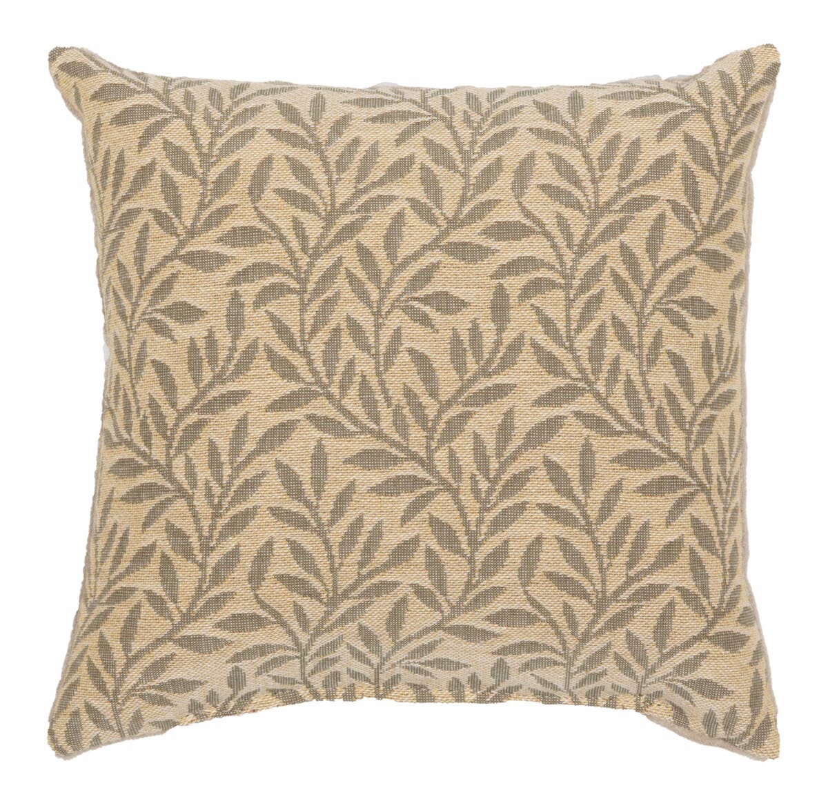 Lily Leaves Fibre Filled Tapestry Cushion - Cream - Hines of Oxford