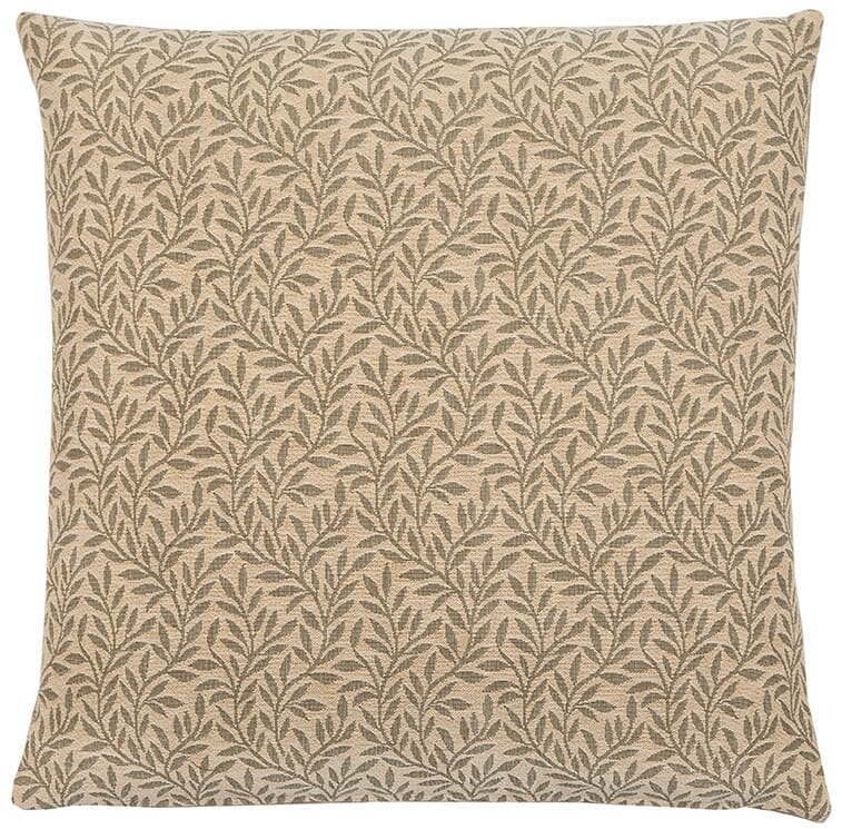 Lily Leaves Tapestry Cushion with Feather Filler - Cream - Hines of Oxford